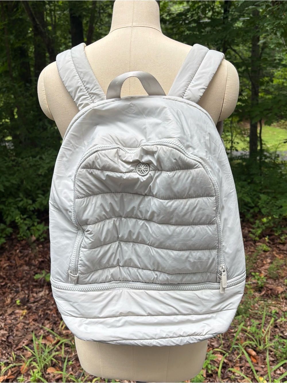 Gaiam Quilted Yoga Gym Backpack Grey 3-Pocket Tablet Laptop Sleeve 15”